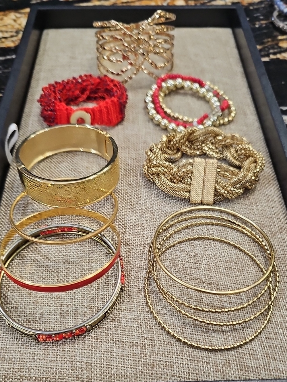 Gold and Red Women's Bracelet Set